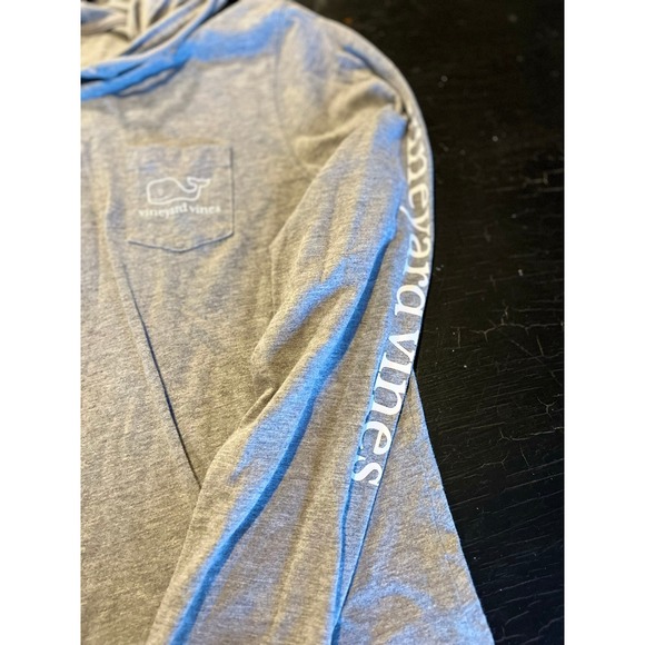 Vineyard Vines Gray Long Sleeve Hooded Pocket Tee‎ Whale Logo Size S - Picture 4 of 6